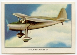 1940 Wings Cigarettes Card Series 1 #29 (Fairchild Model 24) of  Set T87 in Near Mint Condition