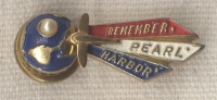 Wonderful and Scarce Small Size "Remember Pearl Harbor" Pin/Donation Badge from Honolulu
