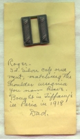 WWI Silver Captain's Rank Insignia purchased at Tiffany's Paris with note