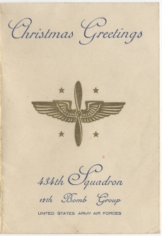 Wonderful 1943 USAAF 434th Bomb Sq., 12th Bomb Grp. Christmas Card
