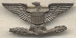 WWII Colonel's Eagle Rank Insignia in Sterling