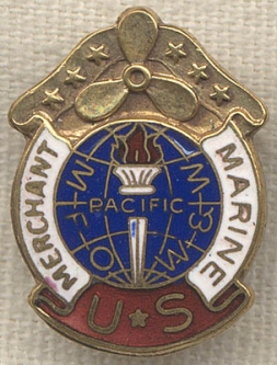 Rare Pre / Early WWII US Merchant Marine Union Lapel Pin PCMFOW&W