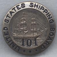 Early World War I United States Shipping Board USSB Badge #101