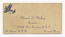WWI United States Air Service 375th Aero Squadron AEF Calling Card of Sgt. Daniel E. Daley