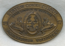 Numbered WWI Connecticut State Council of Defense Agricultural Volunteer Badge