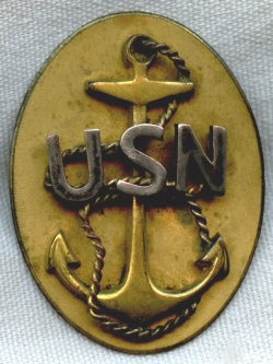 Great WWI USN Sweetheart Brooch Made from CPO Belt Buckle