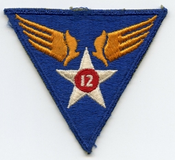 WWII USAAF 12th Air Force Patch "Small 12" Variant Lightly Used