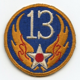 WWII USAAF 13th Air Force Patch "Thin 13" Variant, Lightly Used