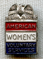 Scarce WWII American Women's Voluntary Services Lapel Pin