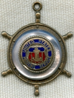 Cool WWII US Maritime Service Sterling, Enamel, and Mother of Pearl Sweetheart Charm