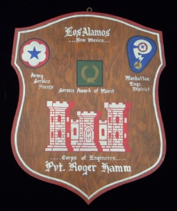 WWII Manhattan Project Plaque and Insignia Named to Private Roger Hamm