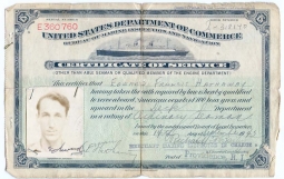 1942 US Merchant Marine Service Photo ID Paper
