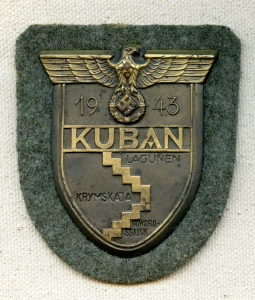 Beautiful example of a WWII Nazi Heer Panzers Troops Kuban Shield.