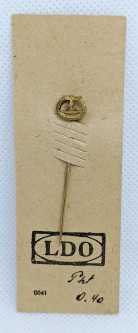 Exc Example of Early WWII Nazi Kriegsmarine U-Boat Badge Stick Pin on Original LDO Maker's Card