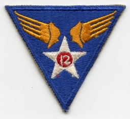 WWII USAAF 12th Air Force Patch "Large 12" Variant Lightly Used