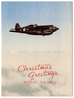WWII USAAF 1944 Christmas Card from Foster Field in Victoria, Texas with Shark-Nosed P-40 on Cover!