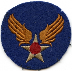 WWII USAAF HQ Patch Embroidered on Felt Orange "Skeleton" Wings