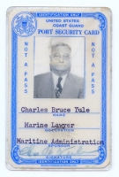 1952 US Coast Guard (USCG) Port Security ID Card for US Maritime Administration Marine Lawye