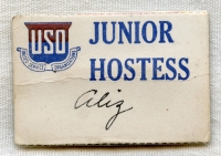 WWII United Service Organizations (USO) Junior Hostess Badge