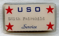 WWII United Service Organizations (USO) Worker Name Badge