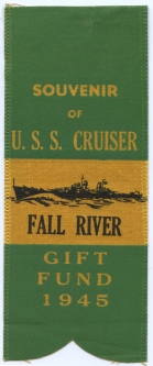 1945 Souvenir Ribbon for USS Cruiser Fall River (CA-131)