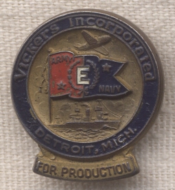 WWII Vickers Incorporated E for Excellence in War Production Pin