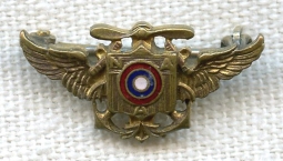 WWI Naval Aviation Association Lapel Pin with Owner's Initials on Reverse