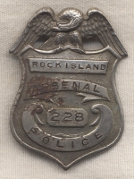 WWI US Army Rock Island Arsenal (RIA) Police Badge