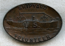 WWI Shipyard Volunteer Lapel Badge by Whitehead & Hoag