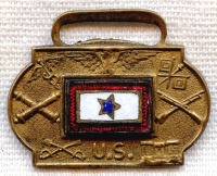 Scarce WWI United States Army Son in Service Enameled Watch Fob