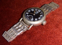 Rare WWI US Army Wristwatch by Elgin with 1920s Russian Silver Deco Band