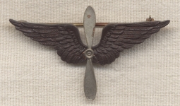 WWI US Air Service Officer Collar Insignia with Flat Back