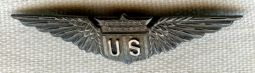 Beautiful WWI US Air Service Pilot Overseas Cap Wing in Silver and Gold