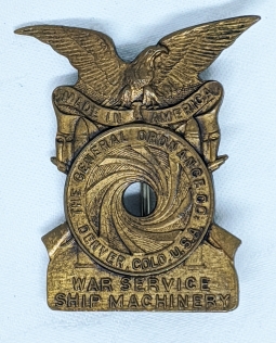 Wonderful WWI War Worker Badge from the Central Ordnance Co. Denver Colorado. Ship Machinery.