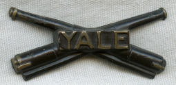 Extremely Rare 1915 WWI Yale Artillery Battalion Hat Badge or Collar Insignia