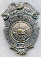Ca. 1900-1910 York Beach, Maine Fire Department Badge