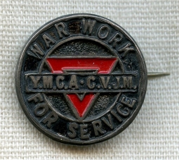Rare WWII YMCA-CVJM War Work for Service Lapel Badge UK-Made in Painted Silver