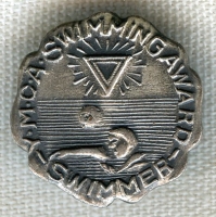 1930s YMCA 'Swimmer' Level Swimming Award Lapel Pin