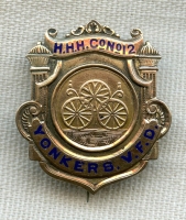 Ca. 1900 10K Yonkers, New York Harry Howard Hose Co. No. 12 Volunteer Fire Dept. Badge