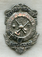 Ca. 1910s Yonkers, New York Exempt Firemen's Association Badge #294