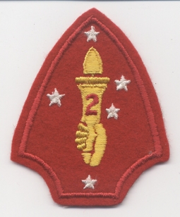 2nd Marine Division (MAR) Shoulder Patch with Yellow Hand on Felt