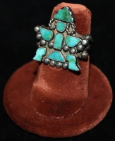 Wonderful, Old 1930's - 40's Zuni Turquoise & Silver Kachina Ring. Smaller Size.