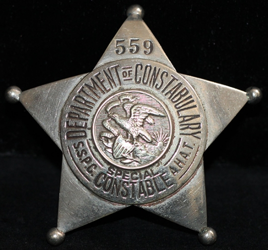 Scarce 1900's-10's Illinois State Dept. of Constabulary Special Constable Badge