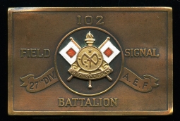 WWI 102nd Field Signal BN, 27th Div. AEF Named Comm. Matchbook Holder by Dieges & Clust