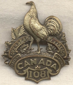 WWI 108th CEF  BN Selkirk Manitoba Cap Badge