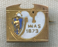 Vintage 1870s-1880s Massachusetts Normal Art School 10K Gold Lapel Pin