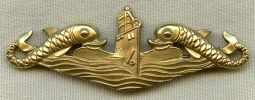Ext. Rare & Important WWII USN Roll of Honor 10K Submarine Badge of USS Tinosa Cdr. Latham
