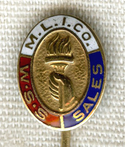 14K WWI US War Savings Stamps (WSS) Sales Award Pin from Metropolitan Life Insurance (MLI) Co.