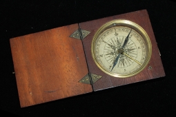 Early 19th C., Ca. 1820's Wooden Cased Pocket Compass in Excellent Working Condition