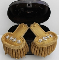 Stunning 1880's - 1890's US Navy Rear Admiral Epaulets in Original Japanned Tin
